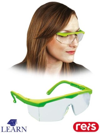 OKULARY OCHRONNE - S - TRANSPARENTNO-SELEDYNOWY