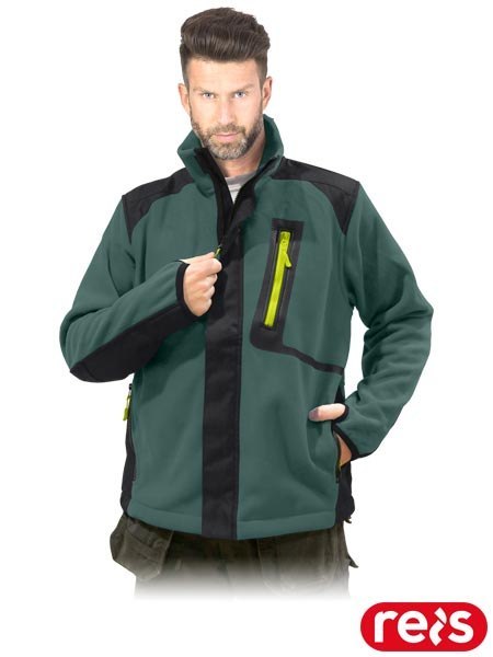 BLUZA OCHRONNA Z POLARU - L - OLIWKOWO-CZARNY
