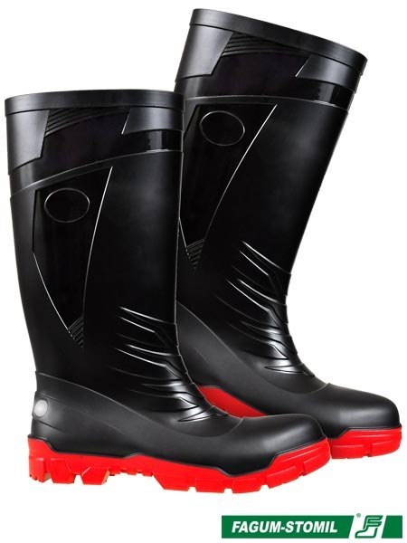 BUTY BEZPIECZNE kalosze górnicze - 46 - CZARNO-CZERWONY