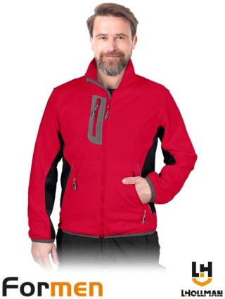 BLUZA Z POLARU OCHRONNA - XL - CZERWONO-CZARNO-SZARY