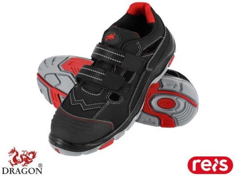 BUTY BEZPIECZNE - 47 - CZARNO-SZARO-CZERWONY