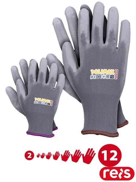 RĘKAWICE OCHRONNE POLIMAX DLA CAŁEJ RODZINY, DLA DZIECI 12PAR, rozm. 3