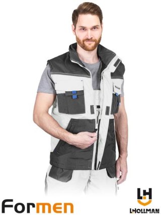 BEZRĘKAWNIK OCHRONNY OCIEPLANY - 2XL - BIAŁO-SZARO-NIEBIESKI