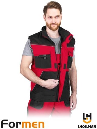 BEZRĘKAWNIK OCHRONNY OCIEPLANY - 3XL - CZERWONO-CZARNO-SZARY