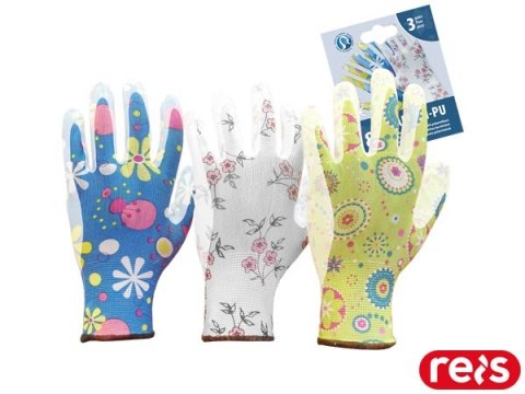 RĘKAWICE OCHRONNE RGARDEN-PU DO PRAC W OGRODZIE, DLA KOBIET, 3 pary, rozm. 6