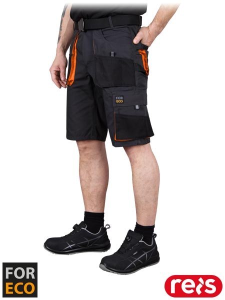 SPODNIE OCHRONNE DO PASA - KRÓTKIE - 2XL - STALOWO-CZARNO-POMARAŃCZOWY