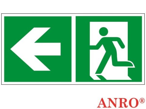 Naklejka samoprzylepna, znak ewakuacyjny „Kierunek do wyjścia w lewo i prosto (za drzwiami)" ZNAK BEZPIECZEŃSTWA - 150x300 mm
