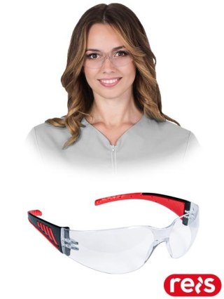 OKULARY OCHRONNE - uni - TRANSPARENTNO-CZARNO-CZERWONY