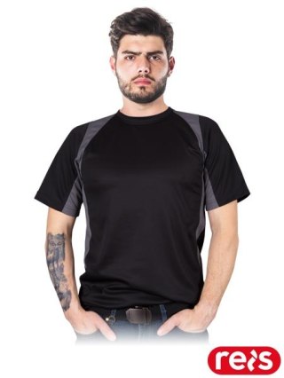 T-SHIRT MĘSKI - M - CZARNO-SZARY