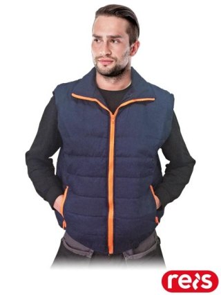 BEZRĘKAWNIK OCHRONNY OCIEPLANY - 2XL - GRANATOWO-POMARAŃCZOWY