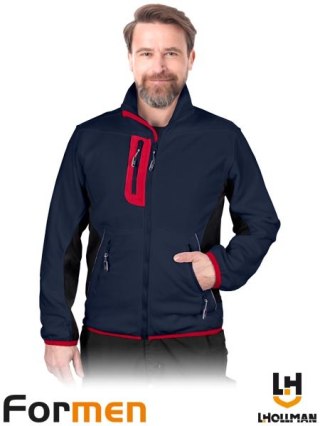 BLUZA Z POLARU OCHRONNA - M - GRANATOWO-CZARNO-CZERWONY