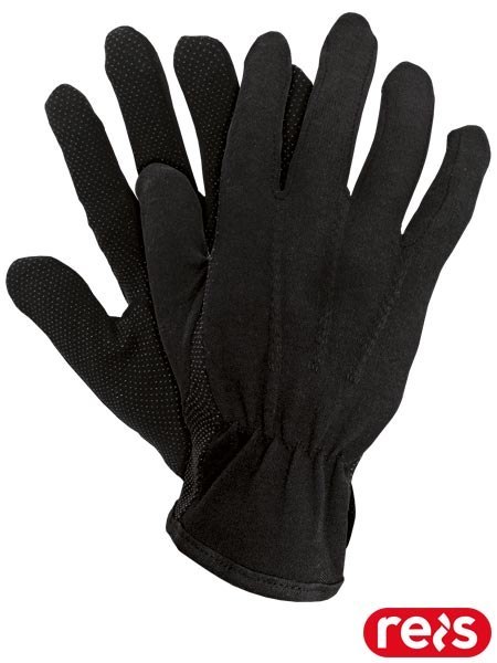 RĘKAWICE CZARNE BAWEŁNIANE RMICRON MIKRONAKROPIENIE PCV 12 par, rozm. 9