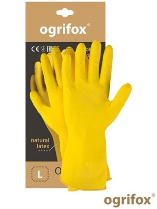 RĘKAWICE OCHRONNE OX.11.310 FLOX - L - ŻÓŁTY floki, flokowane 12par