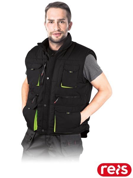 BEZRĘKAWNIK OCHRONNY OCIEPLANY - 2XL - CZARNO-SELEDYNOWY