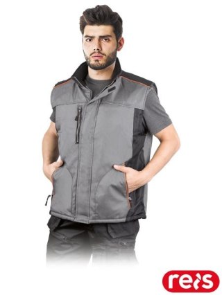 BEZRĘKAWNIK OCHRONNY OCIEPLANY - 2XL - SZARO-CZARNY