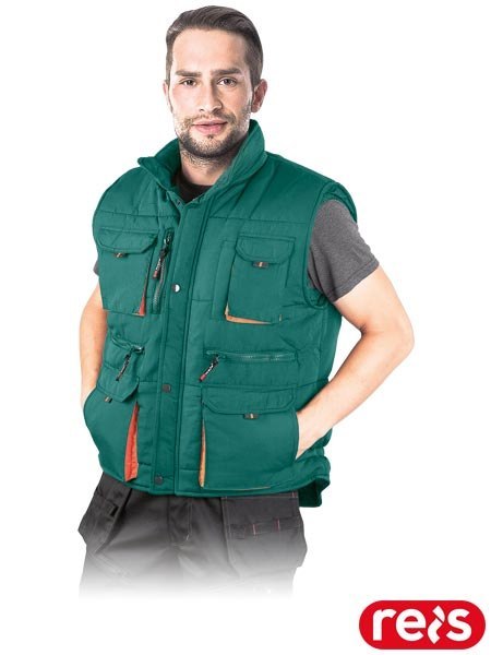BEZRĘKAWNIK OCHRONNY OCIEPLANY - 3XL - ZIELONO-POMARAŃCZOWY