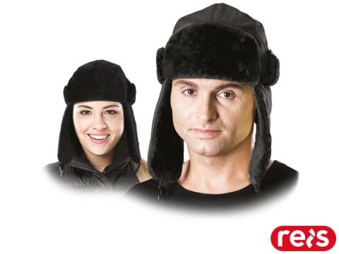 CZAPKA OCIEPLANA OCHRONNA - L-XL - CZARNY