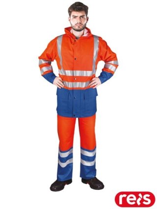 KOMPLET OCHRONNY PRZECIWDESZCZOWY - 2XL - POMARAŃCZOWO-NIEBIESKI
