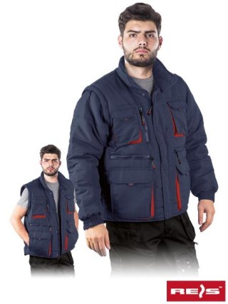KURTKA OCHRONNA OCIEPLANA - 2XL - GRANATOWO-CZERWONY