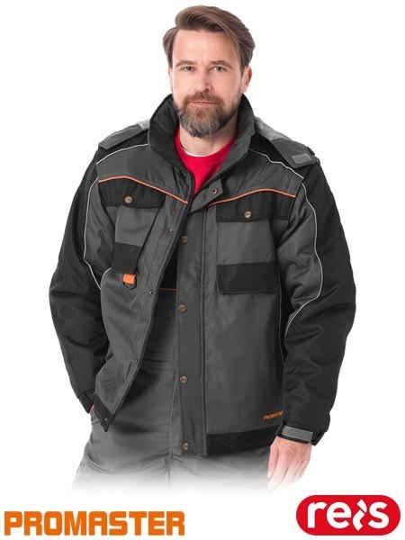KURTKA OCHRONNA OCIEPLANA - 2XL - STALOWO-CZARNO-POMARAŃCZOWY