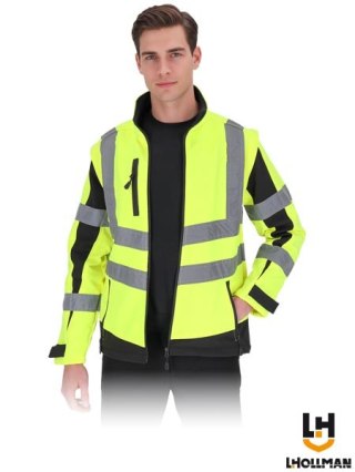 Kurtka robocza ostrzegawcza softshell, odpinane rękawy, kamizelka z odblaskami XS