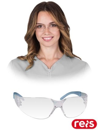 OKULARY OCHRONNE - uni - TRANSPARENTNO-JASNONIEBIESKI