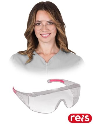 OKULARY OCHRONNE - uni - TRANSPARENTNO-RÓŻOWY