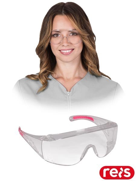 OKULARY OCHRONNE - uni - TRANSPARENTNO-RÓŻOWY