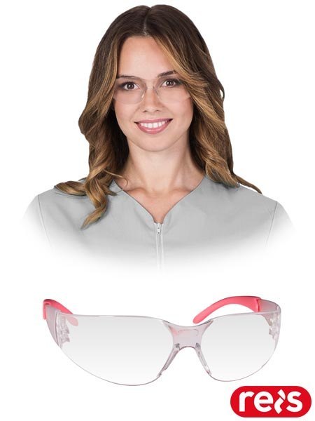 OKULARY OCHRONNE - uni - TRANSPARENTNO-RÓŻOWY