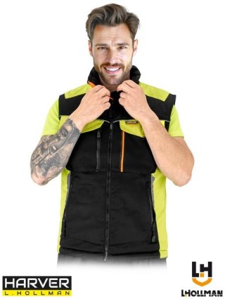 BEZRĘKAWNIK OCHRONNY OCIEPLANY - 2XL - CZARNO-ŻÓŁTO-POMARAŃCZOWY
