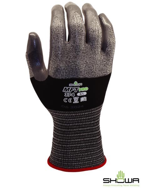 RĘKAWICE OCHRONNE SHOWA MFT374 MIKROFIBRA I NYLON CZARNO-SZARE 12par rozm. L