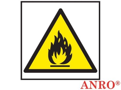 Znak ochrony ppoż. „Niebezpieczeństwo pożaru materiały łatwo zapalne " ZNAK BEZPIECZEŃSTWA - 200x200 mm PŁYTA PCV