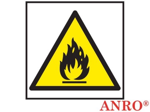 Znak ochrony ppoż. „Niebezpieczeństwo pożaru materiały łatwo zapalne " ZNAK BEZPIECZEŃSTWA - 200x200 mm PŁYTA PCV