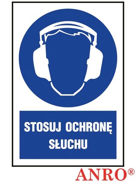 Naklejka samoprzylepna, znak BHP „Stosuj ochronę słuchu" ZNAK BEZPIECZEŃSTWA - 200x300 mm