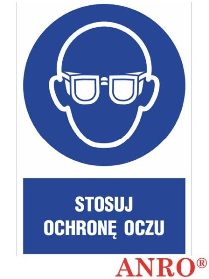 Naklejka samoprzylepna, znak BHP „Stosuj ochronę oczu" ZNAK BEZPIECZEŃSTWA - 200x300 mm