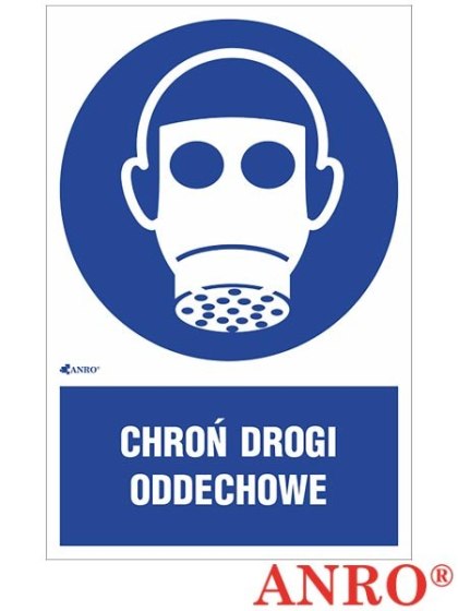 Naklejka samoprzylepna, znak BHP „Chroń drogi oddechowe" ZNAK BEZPIECZEŃSTWA - 200x300 mm