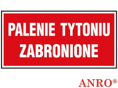 Naklejka samoprzylepna, znak ochrony ppoż. „Palenie tytoniu zabronione".ZNAK BEZPIECZEŃSTWA - 200x400 mm