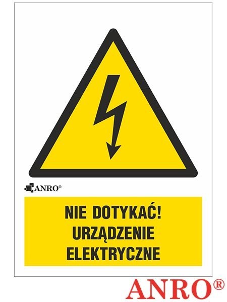 Naklejka samoprzylepna, znak elektryczny „Nie dotykać urządzenie elektryczne" ZNAK BEZPIECZEŃSTWA - 74x105 mm