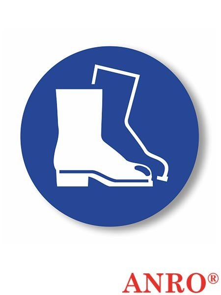 Znak podłogowy Stosuj ochronę stóp ZNAK BEZPIECZEŃSTWA - fi 300 mm