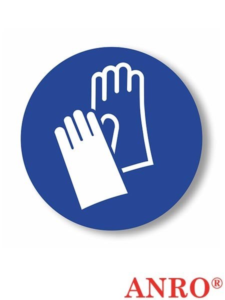 Znak podłogowy Stosuj ochronę rąk ZNAK BEZPIECZEŃSTWA - fi 300 mm