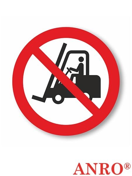 Znak podłogowy Zakaz wjazdu wózkami widłowymi ZNAK BEZPIECZEŃSTWA - fi 300 mm