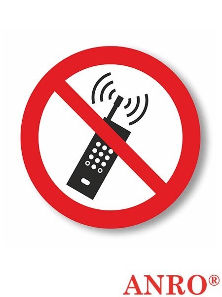 Znak podłogowy Zakaz używania telefonów komórkowych ZNAK BEZPIECZEŃSTWA - fi 300 mm
