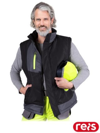 BEZRĘKAWNIK OCHRONNY OCIEPLANY - 2XL - CZARNO-SZARY