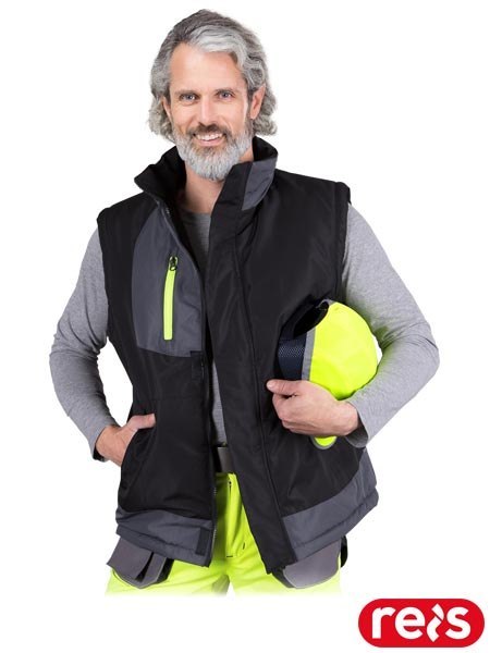 BEZRĘKAWNIK OCHRONNY OCIEPLANY - 2XL - CZARNO-SZARY