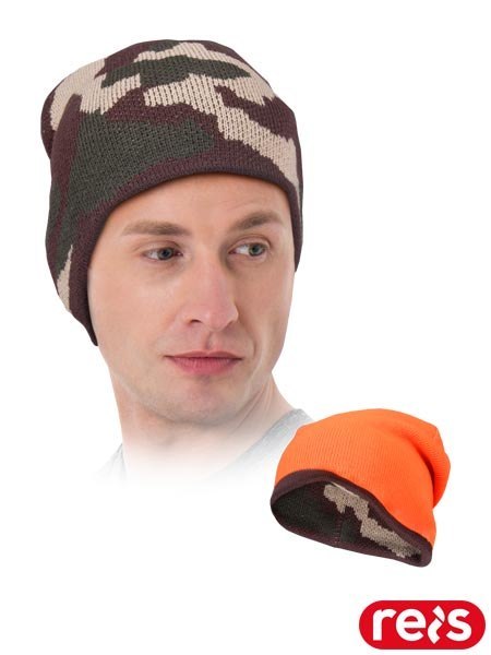 CZAPKA OCHRONNA OCIEPLANA - UNI - MORO-POMARAŃCZOWY