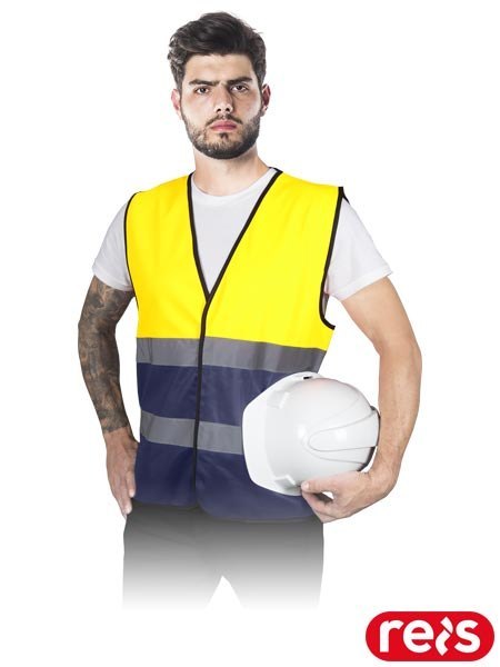 KAMIZELKA OSTRZEGAWCZA - XL - ŻÓŁTO-GRANATOWY