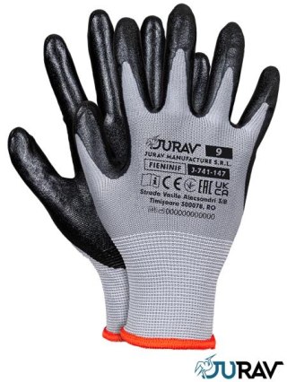 RĘKAWICE OCHRONNE FIENINIF J-741-147 - 7 - SZARO-CZARNY 12 par nitryl