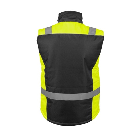 BEZRĘKAWNIK OCHRONNY OCIEPLANY, PASY ODBLASKOWE CZARNO-SELEDYNOWY