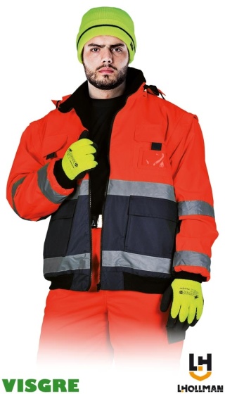 KURTKA OCHRONNA OCIEPLANA ODBLASKI VIBER 2W1 ODPINANE RĘKAWY CZERWONO-GRANATOWA