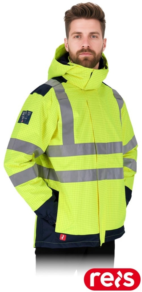 KURTKA 3W1 OCIEPLANA DLA ELEKTRYKÓW, MONTERÓW, ESD, POLAR ŻÓŁTO-GRANATOWA